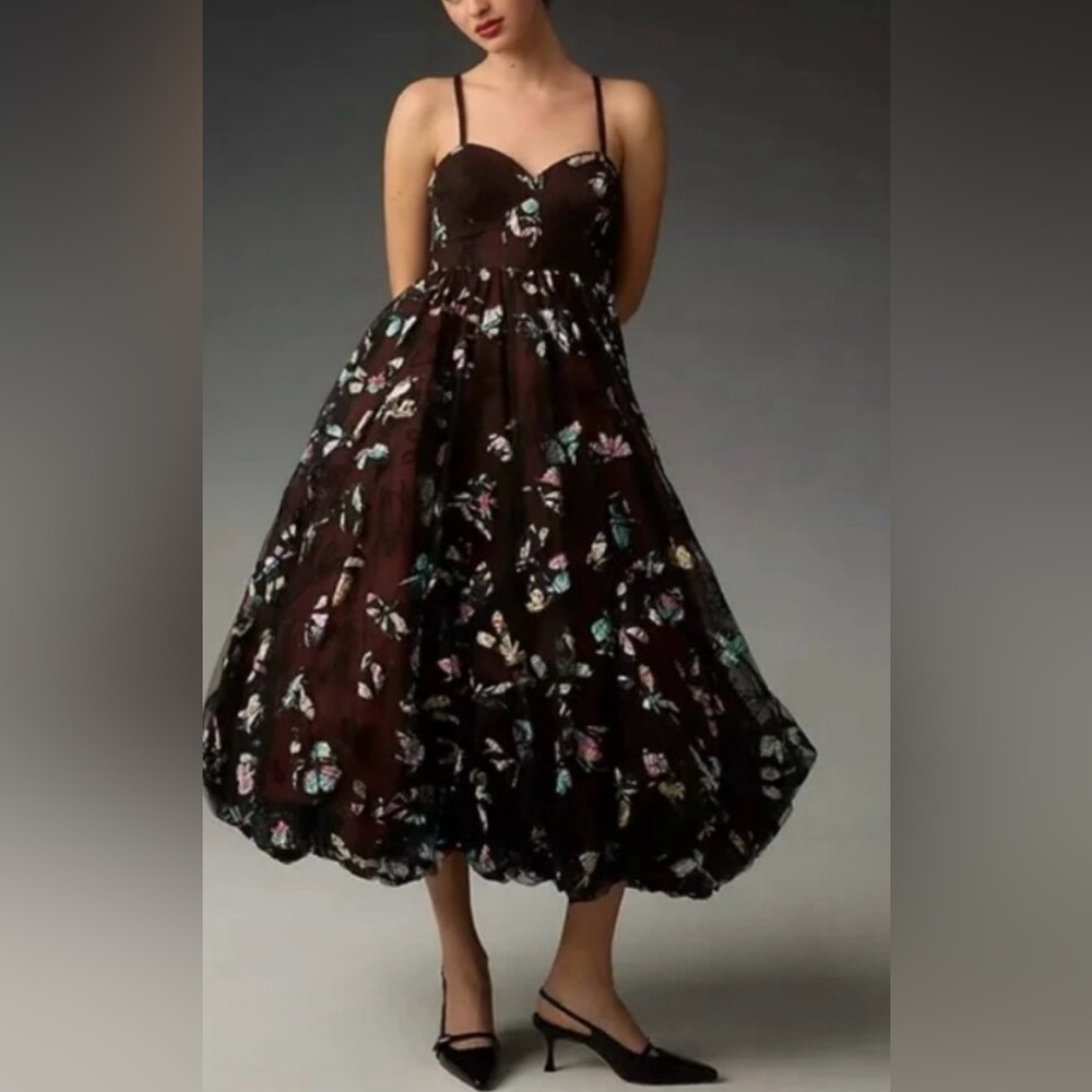 Anthropologie Geisha Designs Butterfly Appliqué Bubble dress US Women’s XL
